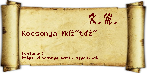 Kocsonya Máté névjegykártya